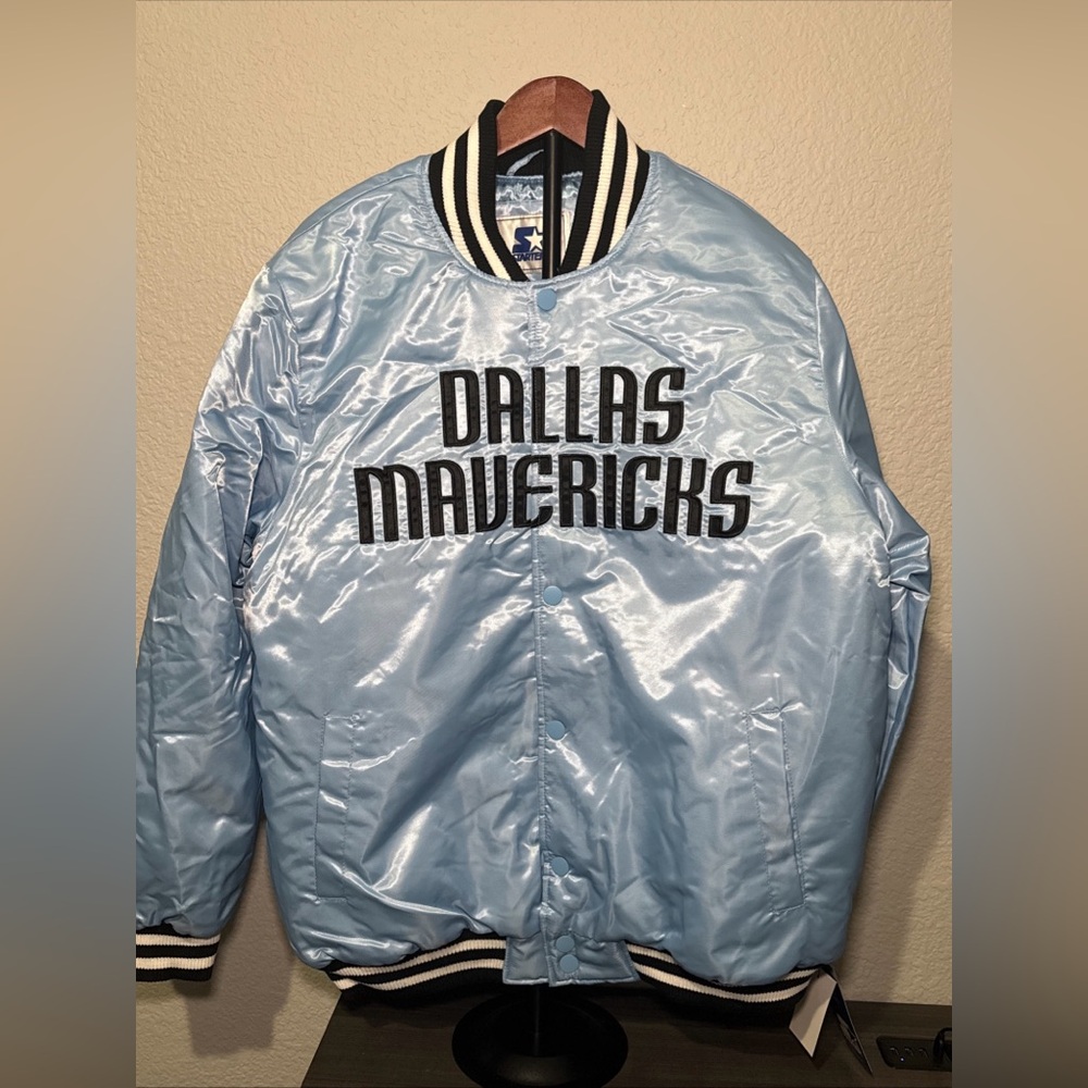 Starter Dallas Mavericks Sky Blue Bomber Jacket